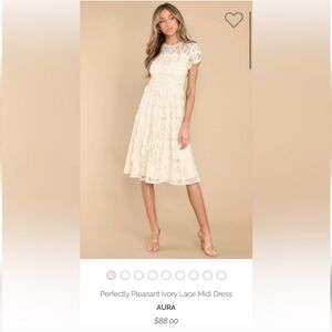 Aura Perfectly Pleasant Ivory Lace Midi Dress Sz M